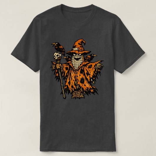 Corn Scarecrow Commander — Halloween Warrior Retro Tシャツ (デザイン正面)