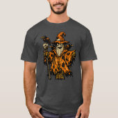 Corn Scarecrow Commander — Halloween Warrior Retro Tシャツ (正面)