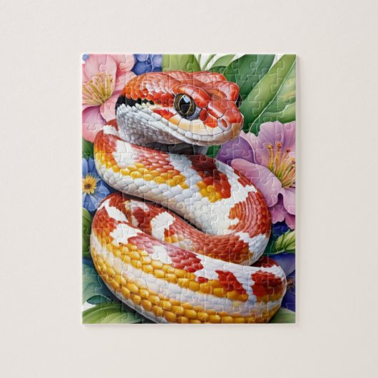 Corn Snake Family Pet Portrait ジグソーパズル (縦)