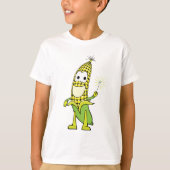 Corn Wizard Character with Magic Wand Tシャツ (正面)