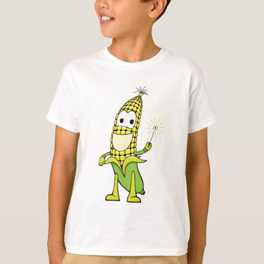 Corn Wizard Character with Magic Wand Tシャツ (正面)