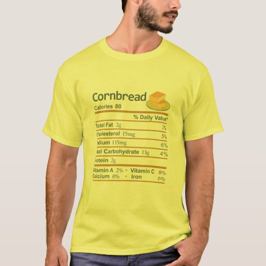 Cornbread Nutrition Facts Thanksgiving Costume Chr Tシャツ (正面)