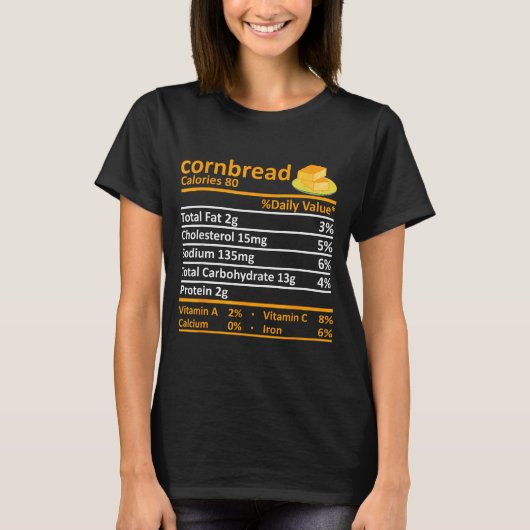 Cornbread Nutrition Food Thanksgiving Costume Chri Tシャツ (正面)