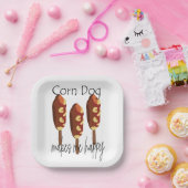 Corndogが私を幸せなパーティー ペーパープレート (パーティー)