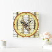 Cornetシー転がト音楽～金ゴールドリングや輪～ * ～ スクエア壁時計 (ホーム)