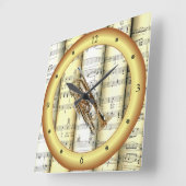 Cornetシー転がト音楽～金ゴールドリングや輪～ * ～ スクエア壁時計 (傾斜)