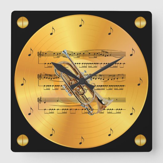 Cornet ~楽譜~金ゴールド記録~ スクエア壁時計 (正面)