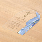 Cornflower Blue Agate First Communion アクリル招待状 (レイダウン)