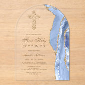 Cornflower Blue Agate First Communion アクリル招待状 (正面)
