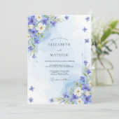 Cornflower Blue Airy Botanical Wedding 招待状 (スタンド正面)