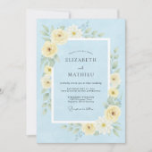 Cornflower Blue Airy Spring Wedding 招待状 (正面)