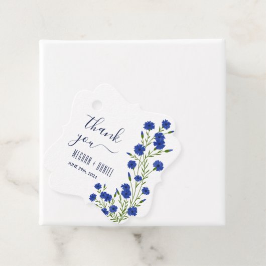 Cornflower Blue Botanical Wedding  フェイバータグ (インサイチュ)