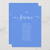 Cornflower Blue Elegant Table Number Seating Chart 招待状 (正面/裏面)