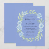 Cornflower Blue Ethereal Spring Wedding 招待状 (正面/裏面)