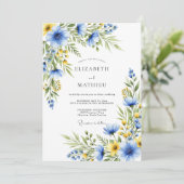 Cornflower Blue Ethereal Wildflower Wedding 招待状 (スタンド正面)