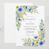 Cornflower Blue Ethereal Wildflower Wedding 招待状 (正面/裏面)