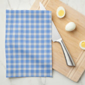 Cornflower Blue Gingham Check Pattern  キッチンタオル (四つ折り)