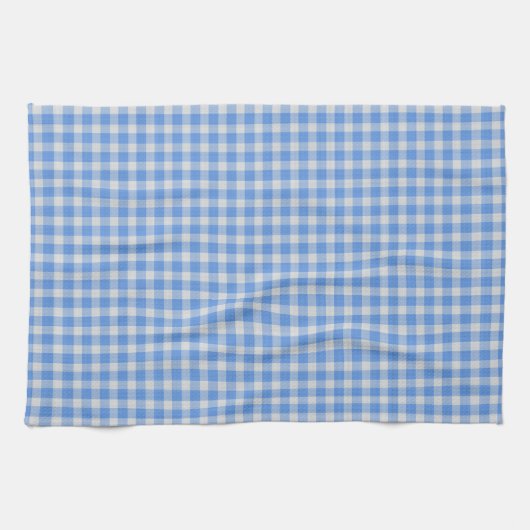 Cornflower Blue Gingham Check Pattern  キッチンタオル (横)
