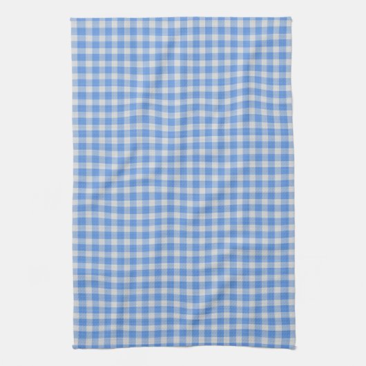 Cornflower Blue Gingham Check Pattern  キッチンタオル (縦)