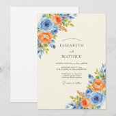 Cornflower Blue Harmonious Spring Wedding 招待状 (正面/裏面)