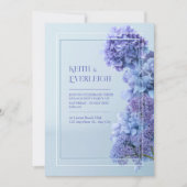 Cornflower Blue Hydrangea Minimalist Frame Wedding 招待状 (正面)