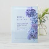Cornflower Blue Hydrangea Minimalist Frame Wedding 招待状 (スタンド正面)