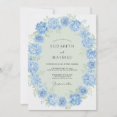Cornflower Blue Hydrangea Spring Wedding 招待状 (正面)