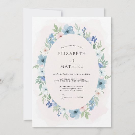 Cornflower Blue Luminous Meadow Wedding 招待状 (正面)