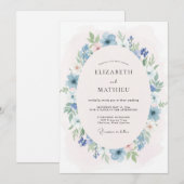 Cornflower Blue Luminous Meadow Wedding 招待状 (正面/裏面)