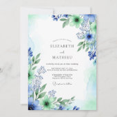 Cornflower Blue Luminous Spring Wedding 招待状 (正面)