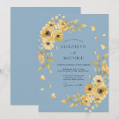 Cornflower Blue Lush Summer Wedding 招待状 (正面/裏面)