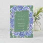 Cornflower Blue Majestic Botanical Wedding 招待状 (スタンド正面)