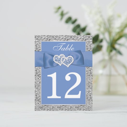 Cornflower Blue, Silver Table Number Card ポストカード (スタンド正面)