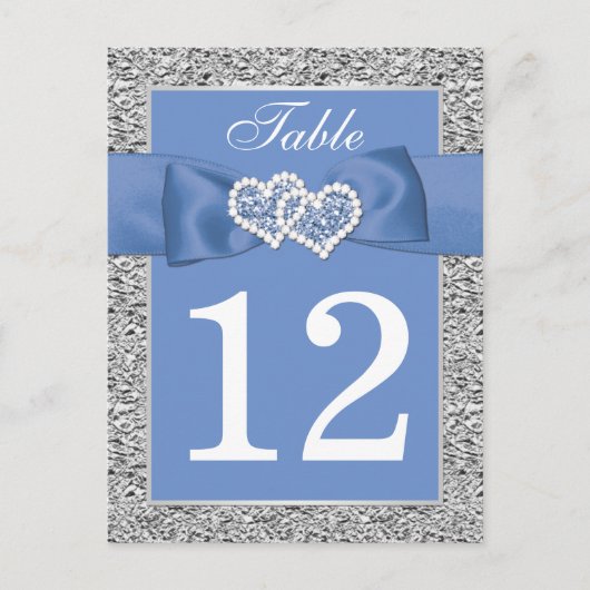 Cornflower Blue, Silver Table Number Card ポストカード (正面)