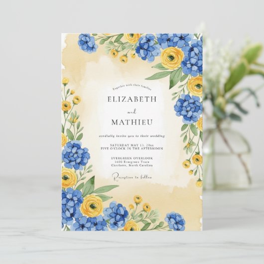 Cornflower Blue Sunny Summer Wedding 招待状 (スタンド正面)