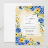 Cornflower Blue Sunny Summer Wedding 招待状 (正面/裏面)