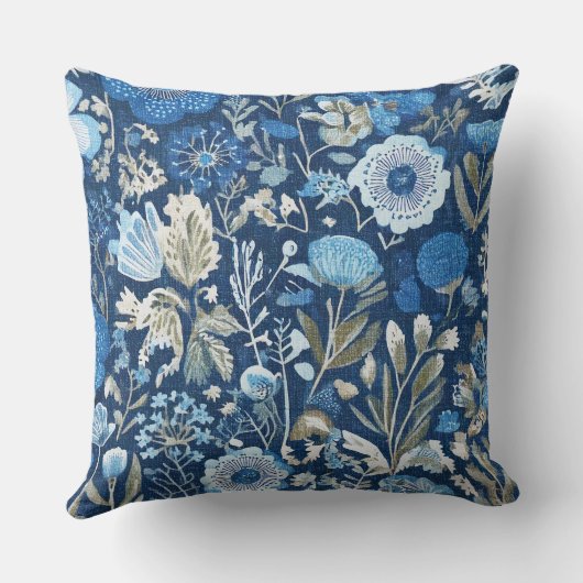 cornflower floral blues pattern クッション (裏面)