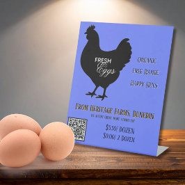 CornFlower Fresh Eggs Farmer's Market Sign QR Code 台座サイン