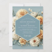 Cornflower Ochre Painterly Wedding 招待状 (正面)