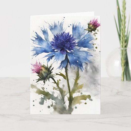 Cornflower - Watercolor flowers カード (正面)