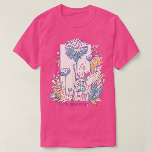 Cornflower Winged Fairy With Flowers Nature Fantas Tシャツ (デザイン正面)