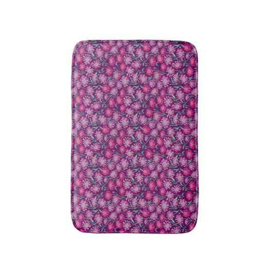Cornflowers In Crayon Pink Burgandy バスマット (正面縦)