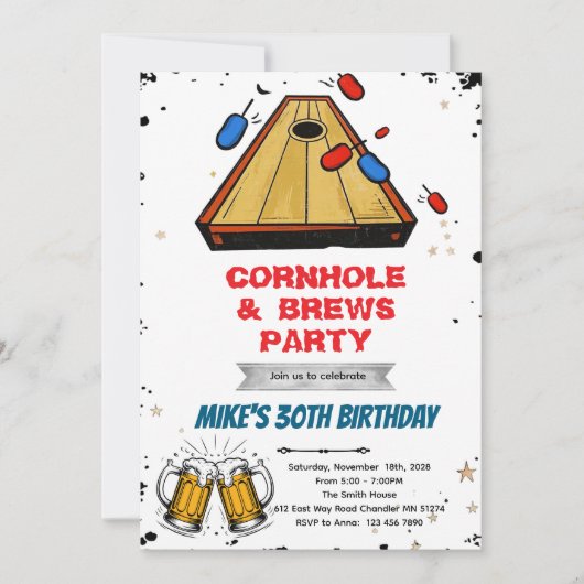 Cornhole and beer party invitation 招待状 (正面)