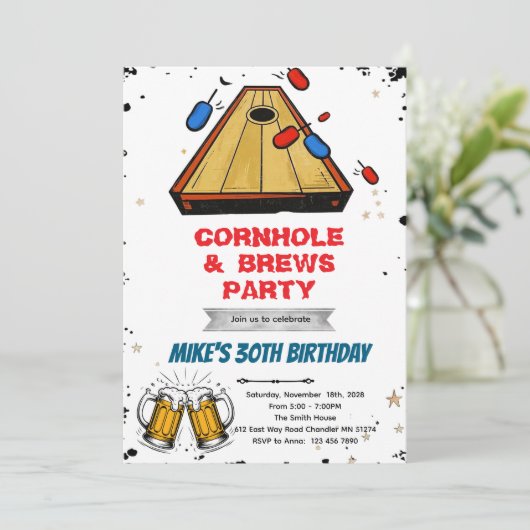 Cornhole and beer party invitation 招待状 (スタンド正面)