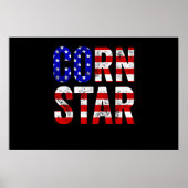 Cornhole Funny Bean Bag Toss Corn Star USA Flag ポスター (正面)