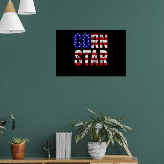 Cornhole Funny Bean Bag Toss Corn Star USA Flag ポスター (リビング1)