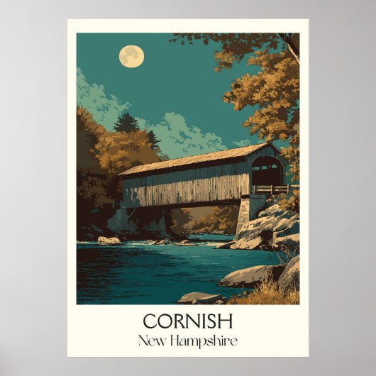 Cornish New Hampshire Covered Bridge ポスター (正面)