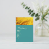 CORNUCOPIAモノグラム明るい金ゴールド黄色、ティール(緑がかった色)、青 名刺 (スタンド正面)