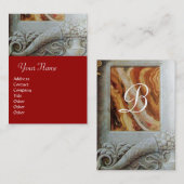 CORNUCOPIAモノグラム、明るい灰色、赤 名刺 (正面/裏面)