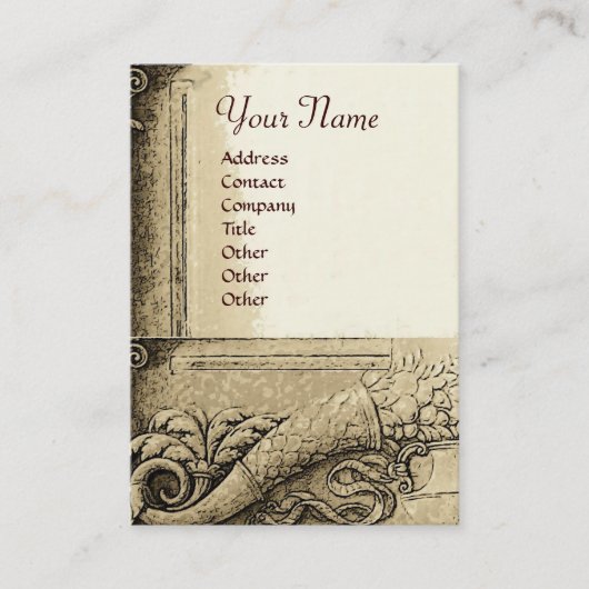 CORNUCOPIAモノグラム、明るい白黒灰色 名刺 (正面)